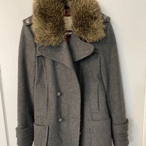 Grey Wool Pea Coat EUC